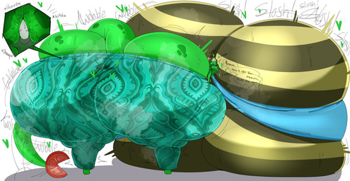 anthro big_breasts big_butt breasts butt duo female food fruit green_body huge_breasts huge_butt hyper hyper_breasts hyper_butt plant thick_thighs tomato wings sketchyboi08 mythology salazia_greenwood sketchyboi08_(character) dragon elemental_creature flora_fauna mythological_creature mythological_scalie scalie absurd_res hi_res