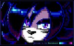 ambiguous_form ambiguous_gender ansi_(artwork) bangs big_hair black_background black_hair black_markings black_nose blue_border blue_lighting blue_outline blue_text border caption caption_box eyebrows facial_markings frown fur glistening glistening_eyes glistening_hair gradient hair head_markings long_bangs looking_aside looking_up markings messy_hair mouth_closed outline purple_eyes purple_lighting serious serious_face shadowed_eyes side_bangs simple_background solo text text_box white_body white_fur spazman vera_wright canid canine fox mammal marble_fox red_fox true_fox 2024 colored cool_colors digital_media_(artwork) dithering english_description english_text headshot_portrait pixel_(artwork) portrait restricted_palette female_(lore)