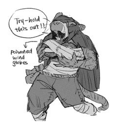 ambiguous_gender anthro bottomwear buckteeth buckteeth_(lower_incisors) claws clothed clothing dialogue directional_arrow fake_breasts holding_object hood information_label pants rat_tail rodent_tail simple_background solo tail teeth text whiskers white_background sallllltywater warhammer_(franchise) mammal rodent skaven 1:1 digital_media_(artwork) english_text hi_res monochrome