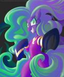 female feral green_eyes green_hair grin hair long_hair looking_at_viewer multicolored_eyes smile solo falleninthedark friendship_is_magic hasbro my_little_pony mane-iac_(mlp) power_ponies_(mlp) earth_pony equid equine horse mammal pony 2014 hi_res