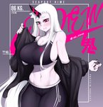 big_breasts breasts cleavage clothed clothing female hair horn huge_breasts long_hair not_furry pink_eyes red_eyes solo white_hair oni_unicorn kantai_collection harbour_princess horned_humanoid humanoid shinkaisei-kan absurd_res hi_res