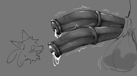 2_penises animal_genitalia animal_penis anthro balls big_balls big_penis bodily_fluids cum duo ejaculation equine_genitalia equine_penis genital_fluids genitals huge_penis hyper hyper_genitalia hyper_penis male male/male multi_genitalia multi_penis penis throbbing throbbing_penis lenorefodao nintendo pokemon lenore_(lenorefodao) generation_4_pokemon humanoid lucario pokemon_(species) 2026 absurd_res digital_media_(artwork) hi_res monochrome