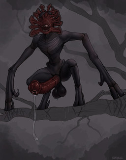 animal_genitalia animal_penis balls big_penis black_body bodily_fluids dripping equine_genitalia equine_penis erection eyeless flared_penis genital_fluids genitals male medial_ring open_mouth penis precum precum_drip saliva saliva_drip sharp_teeth solo standing teeth seraziel a_quiet_place alien death_angel_(a_quiet_place) monster hi_res