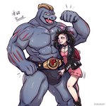 bodily_fluids bulge bulge_grab detailed_bulge duo female flexing genital_outline human_on_humanoid interspecies male male/female penis_outline pokephilia size_difference sweat pururart nintendo pokemon marnie_(pokemon) generation_1_pokemon human humanoid machoke mammal pokemon_(species) 1:1 hi_res