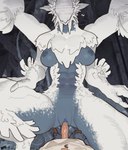 anthro areola belt big_breasts big_dom_small_sub big_penis blue_pussy blush bottomwear breasts claws clitoris clothing cowgirl_position dominant duo erection eyeless female female_on_top female_penetrated first_person_view from_front_position genitals human_pov humanoid_genitalia humanoid_penis larger_female larger_penetrated male male/female male_on_bottom male_penetrating male_penetrating_female male_pov montgomery_glands nipples on_bottom on_top open_belt penetration penile penile_penetration penis penis_on_pussy penis_poking_out penis_through_fly prodding pussy scales sex shallow_penetration size_difference smaller_male spread_legs spreading tail teasing teasing_viewer thick_thighs topwear vaginal vaginal_prodding vein veiny_penis white_body wide_hips wings yolabayola1 capcom monster_hunter mythology construct_(mh) dragon human mammal mythological_creature mythological_scalie scalie zoh_shia absurd_res hi_res