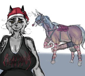 abyss_(kenonsfw) anthro bestiality big_penis building duo equid_penis female feral genitals holidays house huge_penis hyper hyper_genitalia hyper_penis male male/female penis kenonsfw christmas canid canine equid equine horse humanoid mammal digital_media_(artwork) hi_res monochrome