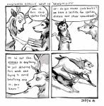 2016 4koma anne_barnetson base_two_layout black_nose book canid canine canis comic customer_service_wolf deer dialogue duo english_text feral four_frame_image grid_layout hi_res mammal question_mark snout speech_bubble text traditional_media_(artwork) two_row_layout wolf