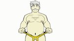 anthro belly blep bulge clothing facial_hair fur grey_body grey_fur grey_hair hair male mature_male mustache navel nipples overweight paw_pose pawpads pecs pose solo thong tongue tongue_out transformation underwear coolietf boss_cat_(coolietf) domestic_cat felid feline felis human mammal siamese animated