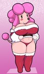 anthro belly big_breasts blush breasts christmas_clothing cleavage clothed clothing clothing_lift curvy_figure dot_eyes dress dress_lift eyelashes female fur hair holidays huge_breasts long_tail looking_at_viewer navel panties pink_background pink_hair short_hair simple_background simple_eyes slightly_chubby smile snow snowing solo standing tail tan_body tan_fur thick_thighs underwear voluptuous wide_hipped_female wide_hips aerth someth1ngoranother animal_crossing christmas nintendo harriet_(animal_crossing) canid canine canis domestic_dog mammal poodle 2021 absurd_res digital_media_(artwork) hi_res