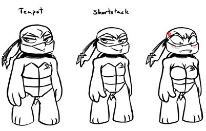 anthro blush breasts cleavage clothed clothing comparison cross-popping_vein crossgender female kerchief looking_at_viewer male mask non-mammal_breasts notched_shell shell simple_background smile solo standing text vein white_background inkyfrog teenage_mutant_ninja_turtles raphael_(tmnt) reptile scalie turtle 2017 english_text
