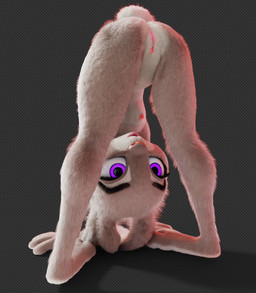 3_toes anthro ass_up bent_over breasts butt checkered checkered_background feet female fingers flat_chested flexible fur genitals grey_body grey_fur hands_on_ground head_down_ass_up looking_back looking_through looking_through_legs multicolored_body multicolored_fur navel nipples nude open_mouth pattern_background pink_nose pink_vulva purple_eyes rear_view shadow simple_background small_breasts solo tail toes two_tone_body two_tone_fur upside_down_face vulva white_body white_fur pochemu disney zootopia judy_hopps lagomorph leporid mammal rabbit 3d_(artwork) digital_media_(artwork) hi_res