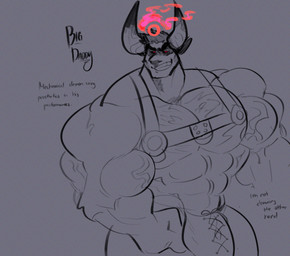anthro barazoku big_bulge big_muscles big_pecs black_sclera bulge clenched_teeth clothed clothed_anthro clothed_male clothing fist grin hair harness huge_muscles huge_pecs male male_anthro muscular nipples pecs purple_background red_eyes simple_background smile smoke solo teeth text underwear veiny_arms melaisen big_daddy_(melaisen) bovid bovine cattle demon mammal 2022 absurd_res digital_drawing_(artwork) digital_media_(artwork) english_text hi_res model_sheet monochrome portrait three-quarter_portrait