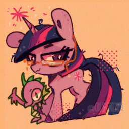 duo eyewear female feral gesture glasses horn looking_at_viewer magic male simple_background waving waving_at_viewer colinetheneko friendship_is_magic hasbro my_little_pony mythology spike_(mlp) twilight_sparkle_(mlp) dragon equid equine mammal mythological_creature mythological_equine mythological_scalie scalie unicorn 1:1