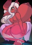 big_breasts big_butt breasts butt dildo dildo_sitting female holding_butt huge_breasts hyper hyper_breasts nipples penetration red_body sex_toy solo spade_tail tail penlink demon demon_humanoid humanoid 2023 absurd_res hi_res