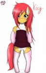 anthro blush bodily_fluids clothing dripping female footwear genital_fluids genitals hair heart_symbol legwear pussy red_hair socks solo tail vaginal_fluids young young_anthro psychoticmindsystem hasbro my_little_pony vixy_hooves equid equine horse mammal pony hi_res