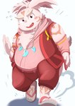 5_toes anthro barefoot belly clothed clothing feet flip_flops footwear humanoid_hands kemono male mature_male musclegut muscular overweight overweight_male pawpads pink_body sandals shoes slightly_chubby slightly_chubby_male solo toes inugamihito lifewonders tokyo_afterschool_summoners inaba_(tas) lagomorph leporid mammal rabbit 2022 absurd_res hi_res