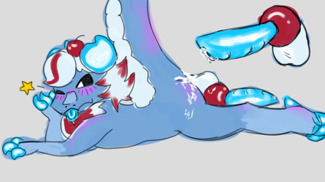 anthro balls blue_body blue_penis bodily_fluids cherry cum cum_on_self dairy_products food fruit genital_fluids genitals knot male one_eye_closed penis plant simple_background smile solo tongue tongue_out whipped_cream wink lemonsaregood mythology dragon mythological_creature mythological_scalie scalie 16:9 widescreen