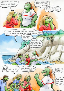 3_toes 4_fingers accessory adolescent auburn_hair beach bent_arm big_hands blonde_hair blue_clothing blue_shirt blue_sky blue_t-shirt blue_topwear bottomless brown_hair claws cliff clothed clothing coat day dialogue earless eyes_closed feet female fingers gesture green_body green_eyes grin group hair hair_accessory hairband hand_gesture hand_on_face hands_on_hips hands_on_shoulders hands_together happy inside long_hair looking_aside looking_at_another looking_down looking_up male open_mouth orange_claws orange_clothing orange_eyes orange_shirt orange_t-shirt orange_topwear orange_wall outside pattern_clothing pattern_shirt pattern_t-shirt pattern_topwear plant plantigrade pointing pointing_at_self ponytail quadruped raised_hand red_clothing red_coat red_shirt red_t-shirt red_topwear scarf sea sharp_teeth shirt short_hair shrub simple_background size_difference sky smile snout speech_bubble sprawling_gait straight_hair striped_clothing striped_shirt striped_t-shirt striped_topwear stripes t-shirt teeth text toes tongue topwear tree wall_(structure) water wave waving white_background white_clothing white_shirt white_t-shirt white_topwear wife_and_wife yellow_eyes young cervelet anna_(growing_troubles) crystal_(growing_troubles) kazuli_(growing_troubles) liz_(growing_troubles) miles_(growing_troubles) simon_(growing_troubles) zillie_(growing_troubles) lizard lizard_taur long_taur reptile reptile_taur scalie scalie_taur taur 2023 comic english_text hi_res multiple_scenes painting_(artwork) shaded signature traditional_media_(artwork) traditional_painting_(artwork) traditional_watercolor_(artwork) watercolor_(artwork) brother_(lore) brother_and_sister_(lore) daughter_(lore) mother_(lore) mother_and_child_(lore) mother_and_daughter_(lore) mother_and_son_(lore) parent_(lore) parent_and_child_(lore) parent_and_daughter_(lore) parent_and_son_(lore) sibling_(lore) sister_(lore) sisters_(lore) son_(lore)