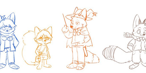anthro cape closed_smile clothed clothing dipstick_tail eyebrow_through_hair eyebrows eyes_closed eyewear front_view glasses group hair hand_in_pocket hat head_tuft headgear headwear holding_object holding_wand looking_at_viewer male markings messy_hair mouth_closed narrowed_eyes plantigrade pockets rectangular_glasses scarf shirt short_hair simple_background simple_eyes smile standing t-shirt tail tail_markings three-quarter_view topwear translucent translucent_hair tuft unsigned wand asnnonaka canid canine fox mammal full-length_portrait multiple_images portrait sketch