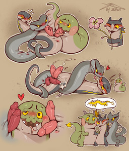 anal anal_penetration animal_genitalia anus blush bodily_fluids coiling_another countershade_torso countershading cum cum_on_body cum_on_ground drooling fangs fellatio feral feral_on_feral feral_penetrated feral_penetrating feral_penetrating_feral flower forked_tongue genital_fluids genital_slit genitals group heart_symbol male male/male male_penetrated male_penetrating male_penetrating_male oral oral_penetration penetration penile plant precum question_mark saliva sex teeth thought_bubble tongue trio ziran mythology dragon eastern_dragon mythological_creature mythological_scalie reptile scalie snake hi_res