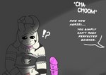 after_masturbation anthro barely_visible_genitalia barely_visible_penis bodily_fluids bow_tie clothing collar cosplay dialogue dildo duo female genitals horn maid_uniform male male/female markings penis sex_toy surprised_expression text tired uniform hoaxy undertale undertale_(series) alphys asriel_beta asriel_dreemurr boss_monster_(undertale) bovid caprine mammal english_text hi_res