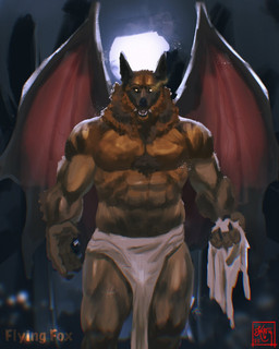 anthro back_wings biped black_claws claws full_moon male membrane_(anatomy) membranous_wings moon muscular muscular_anthro muscular_male muscular_thighs solo standing wings ktsuart weretober bat flying_fox mammal megabat werecreature 2025 colored hi_res signature