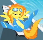 2012 equine eyewear female feral friendship_is_magic goggles hair looking_at_viewer mammal multi-colored_hair my_little_pony pegasus pool skinsuit solo spitfire_(mlp) spitshy tongue wings wonderbolts_(mlp)
Rating: Questionable
Score: 14
User: gaunt0
Date: February 23, 2012