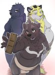 2013 anthro asian_clothing bear belly big_belly blue_eyes blush brown_body canid canine canis clothing domestic_dog east_asian_clothing felid group japanese_clothing kemono male mammal mawashi moobs oaks16 overweight overweight_male pantherine sumo tiger white_body yellow_body