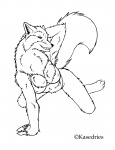 all_fours anthro armpit_hair bad_metadata bikini black_and_white body_hair canid canine canis clothed clothing female hi_res kasedries mammal missing_sample monochrome pose skimpy solo susie_(disambiguation) suzie swimwear tail wolf