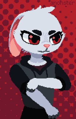 angry anthro biped clothing fingerless_(marking) fur glare grey_clothing grey_hoodie grey_jacket grey_topwear halftone_background head_tuft hoodie jacket male pattern_background pivoted_ears red_background red_clothing red_eyes red_shirt red_topwear rolling_up_sleeves shirt simple_background solo topwear tuft white_body white_fur anonster lucas_(anonster) blanc_de_hotot domestic_rabbit lagomorph leporid mammal oryctolagus rabbit animated digital_media_(artwork) halftone pixel_(artwork) pixel_animation watermark