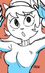 anthro bouncing_breasts breasts clothing female solo sweater topwear turtleneck dbaru nickelodeon t.u.f.f._puppy kitty_katswell domestic_cat felid feline felis mammal 2025 sketch