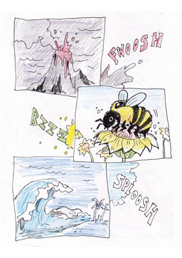 flower plant sea simple_background smile text volcano water bedupolker arthropod bee bumble_bee_(species) hymenopteran insect comic english_text hi_res