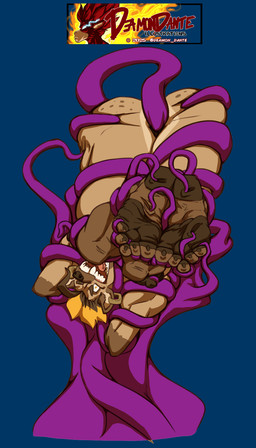 anthro areola arms_tied big_breasts blonde_hair bound breasts brown_body brown_fur brown_hair brown_nails butt colored_nails cross curling_toes ear_piercing ear_ring fangs feet female fur hair hands_behind_head highlights_(coloring) humanoid_feet inverted_cross legs_tied mohawk nails nipples nude open_mouth oral oral_penetration pawpads penetration piercing plantigrade plantigrade_pawpads restrained restrained_by_tentacles ring_piercing short_hair simple_background solo spread_butt spreading stirrup_footwear teeth tentacle_in_mouth tentacle_in_vagina tentacle_penetration tentacles tickling tickling_feet transparent_background vaginal vaginal_penetration yellow_eyes deamondante dog_knight_rpg rebell_(ceehaz) hyena mammal spotted_hyena 2025 alpha_channel hi_res signature