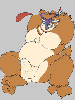 anthro arms_tied balls bdsm belly bound brown_body brown_feathers erection eyewear feathers foreskin genitals glasses grey_background male nude overweight penis simple_background solo yellow_sclera jamejarrs xxl_woofia owlbert_(xxl_woofia) avian bird owl 3:4 hi_res
