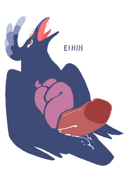 ambiguous_gender beak blue_body blue_feathers blush bodily_fluids cloacal cloacal_penetration cloacalingus disembodied_tongue drooling duo feathered_crest feathers feral head_crest looking_pleasured open_mouth oral penetration red_eyes saliva sex tears text tongue wings x-ray_view einin crow_(kissybirb128) avian bird corvid corvus_(genus) crow oscine passerine 2024 3:4 aliasing digital_media_(artwork) hi_res signature