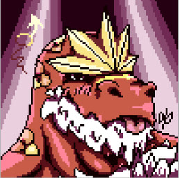 anthro athletic beard blush facial_hair hair looking_at_viewer male muscular muscular_anthro muscular_male open_mouth simple_background smile solo tongue tongue_out windzurartz mythology nintendo pokemon dinosaur dragon fossil_pokemon generation_6_pokemon mammal mythological_creature mythological_scalie pokemon_(species) prehistoric_species reptile scalie tyrantrum digital_media_(artwork) headshot_portrait pillarbox pixel_(artwork) portrait