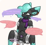 anal anal_penetration anthro bodily_fluids chastity_cage chastity_device cum cum_while_penetrated dialogue duo ear_piercing femboy fur genital_fluids green_eyes grey_body grey_fur heart_eyes heart_symbol knot knotting machine male male/male penetration piercing restraints scarf teal_body teal_fur faux_lewds shimmer_(faux_lewds) domestic_cat felid feline felis mammal robot