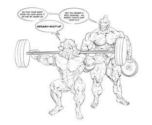 anthro clitoris duo exercise female genitals muscular muscular_anthro muscular_female nude nude_female vein veiny_muscles weightlifting weights workout vive_lapins deltarune undertale_(series) molly_(vive_lapins) susie_(deltarune) fish humanoid marine shark hi_res