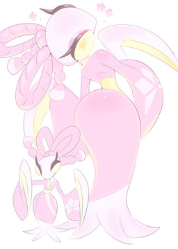 anthro asian_clothing big_butt butt clothing east_asian_clothing eyelashes female japanese_clothing kimono long_eyelashes looking_at_viewer looking_back low-angle_view pink_clothing presenting presenting_hindquarters ribbons solo yellow_eyes deltarune undertale_(series) mantis_(deltarune) arthropod insect mantis absurd_res hi_res