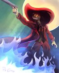 anthro cosplay fire gun male pose ranged_weapon solo weapon piecrow hellsing hellsing_ultimate alucard_(hellsing) xiro_decobray hybrid reptile scalie snake vampire absurd_res hi_res