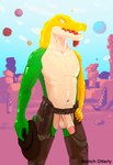 absurd_res alligator alligatorid animal_humanoid anthro aroused bodily_fluids candy chaps clothing cowboy cowboy_hat cowboy_outfit crocodile crocodilian crocodylid dessert detailed_background food food_creature genitals glitch_productions gummigoo_(tadc) gummy_(food) gummy_creature hat headgear headwear hi_res holding_object humanoid humanoid_genitalia humanoid_penis living_candy male penis posing_for_picture reptile reptile_humanoid scalie scalie_humanoid sketchotterly solo the_amazing_digital_circus tongue tongue_out