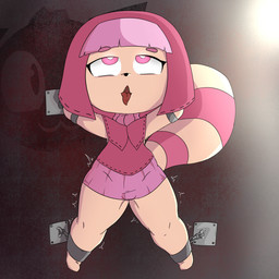 anthro bound chain chained cuff_(restraint) female fur iron_cuffs metal_cuffs open_mouth restraints simple_background solo tongue tongue_out superbinario ann_maren_(annmaren) 1:1 digital_media_(artwork) hi_res