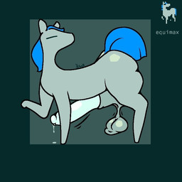 balls big_balls big_penis blue_hair bodily_fluids dripping erection feral genital_fluids genitals grey_body hair huge_penis male male_feral penis precum precum_drip quadruped saggy_balls scrotum_flap simple_background solo sprite_art standing toony shay_the_bunny caves_of_qud equid equimax_(caves_of_qud) equine horse mammal 1:1 2026
