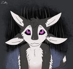 4_ears ambiguous_gender anthro big_eyes black_background black_body black_feathers black_fur black_sclera bodily_fluids chest_tuft crying droplets feathered_wings feathers fluffy fur hair looking_up multi_ear nude outside puddle purple_eyes raining sad simple_background solo standing tail tears tears_in_rain tears_of_sadness text tuft water wet wet_body white_body white_feathers white_fur winged_arms wings zorkiy fyr_(fenrir784) avali avian bird 2025 colored digital_media_(artwork) english_text half-length_portrait hi_res portrait signature