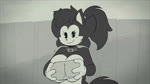 anthro bedroom_eyes big_breasts black_hair blinking breast_fondling breast_play breast_squish breasts clothing collar female fleischer_style_toon fondling gloves hair hand_on_breast handwear holding_breast looking_at_viewer narrowed_eyes seductive self_fondle smile solo squish tongue tongue_out toony joaoppereiraus blinki_the_wolf canid canine canis mammal wolf 16:9 animated short_playtime sound webm widescreen
