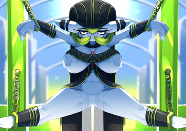 alternate_color bdsm big_breasts biped blush bondage bottomwear bound breasts chain chained clothed clothing curvy_figure egyptian female genitals jewelry loincloth looking_at_viewer no_underwear not_furry pose red_eyes simple_background solo thick_thighs translucent translucent_clothing voluptuous vulva wide_hips ashraely nintendo pokemon faro_(ashraely) gardevoir generation_3_pokemon pokemon_(species) 2020 absurd_res digital_media_(artwork) hi_res