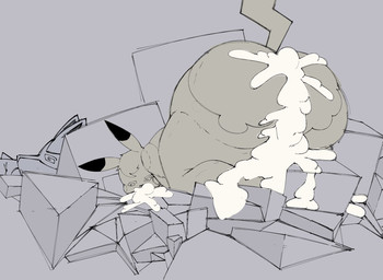 after_sex anthro big_butt bite_mark bodily_fluids butt clothing cum cum_in_ass cum_in_mouth cum_inside cum_on_face dizzy_eyes duo genital_fluids head_tuft huge_butt male male/male on_ground tired torn_clothing tuft woopyy nintendo pokemon pepper_(woopyy) generation_1_pokemon generation_4_pokemon lucario pikachu pokemon_(species) hi_res