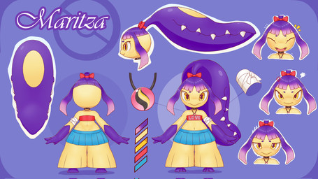 accessory blue_bottomwear blue_clothing blue_skirt bottomwear bow_ribbon clothing expressions female front_view gesture gloves_(marking) hair hair_accessory hair_bow hair_ribbon heart_gesture markings mawilite mega_stone pseudo_hair pupils purple_hair purple_hands purple_pupils rear_view red_clothing red_topwear ribbons shirt side_view skirt snout solo standing tan_body text text_on_clothing text_on_shirt text_on_topwear topwear white_sclera yellow_eyes mawaifu nintendo pokemon maritza_(theshywarrior) generation_3_pokemon humanoid mawile pokemon_(species) absurd_res hi_res model_sheet
