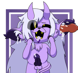 anthro bodily_fluids cum cum_from_ear cum_from_mouth cum_in_ass cum_in_brain cum_in_ear cum_in_mouth cum_inside cum_through disembodied_penis duo ear_penetration floppy_ears fur genital_fluids genitals hair hooves horn knot knotted_penis long_hair male nude open_mouth penetration penile penile_penetration penis penis_in_ear purple_body purple_fur simple_background slightly_chubby solo solo_focus tail white_hair ace_the_raven noxthorne_(ace_the_raven) bovid caprine caprine_demon demon goat goat_demon mammal 2025 colored digital_drawing_(artwork) digital_media_(artwork) nonbinary_(lore)
