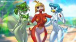 16:9 alanscampos anthro areola avian beak bird black_eyes blonde_hair blue_areola blue_eyes blue_hair blue_nipples blurred_background breasts curvy_figure eyebrows eyelashes fangs feathers felid female fuecoco fur generation_9_pokemon genitals green_areola green_body green_fur green_hair green_nipples group hair hi_res hourglass_figure looking_at_viewer mammal navel nintendo nipples nude one_eye_closed open_beak open_mouth open_smile outside pokemon pokemon_(species) pupils pussy quaxly red_body red_eyes short_hair small_waist smile sprigatito tail take_your_pick teeth trio white_body white_feathers white_pupils wide_hips widescreen wink yellow_areola yellow_nipples